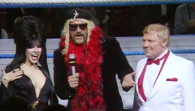 That Time Elvira Was a Guest Commenter at WrestleMania 2