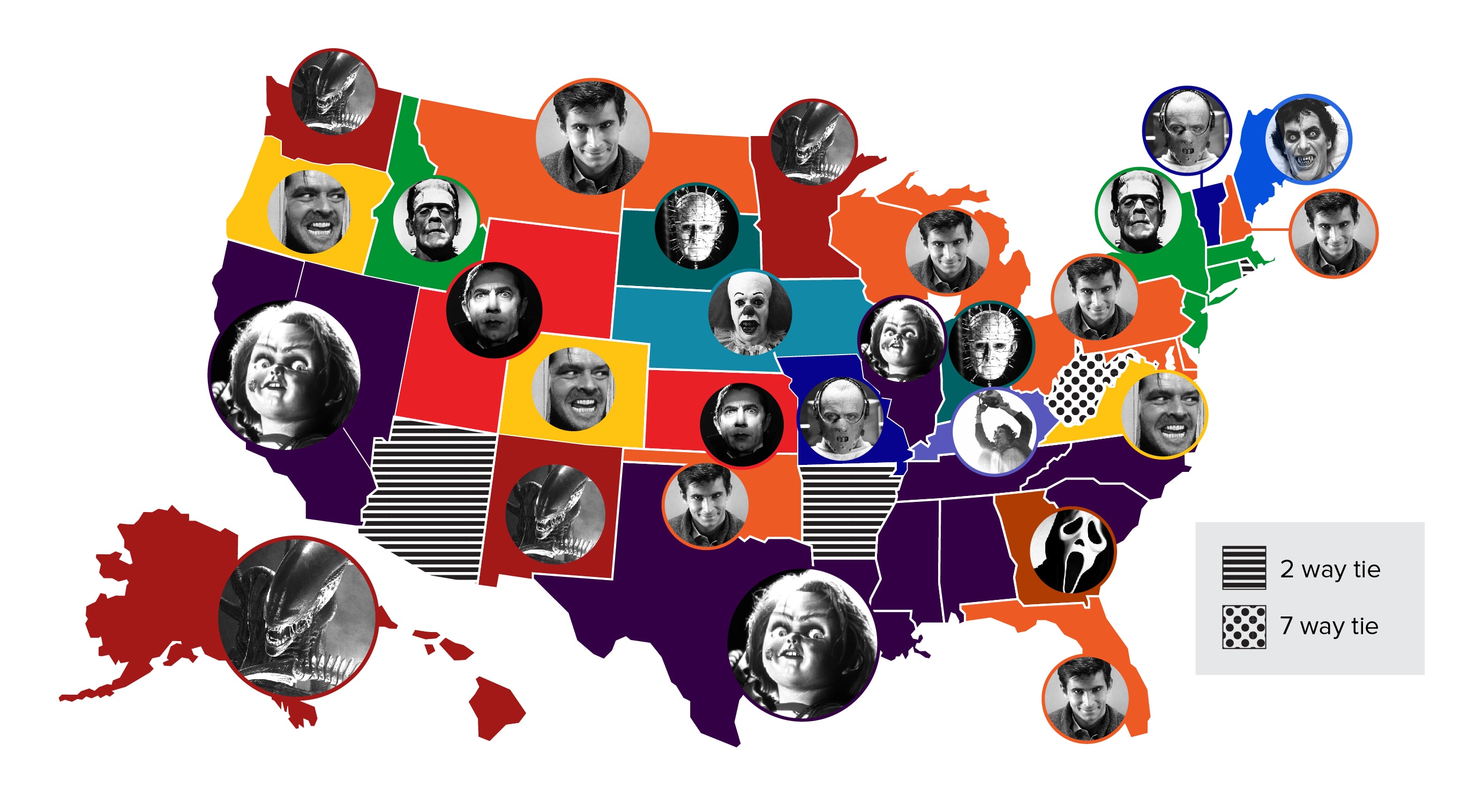 Check Out This Map Of Most Popular Horror Villians By State According To Google